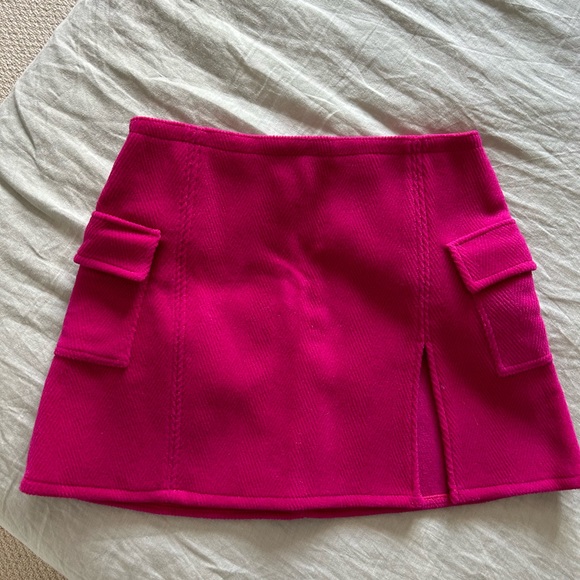 Maison Cleo handmade hot pink wool miniskirt with slit, never worn FR 36/Small - Picture 2 of 10